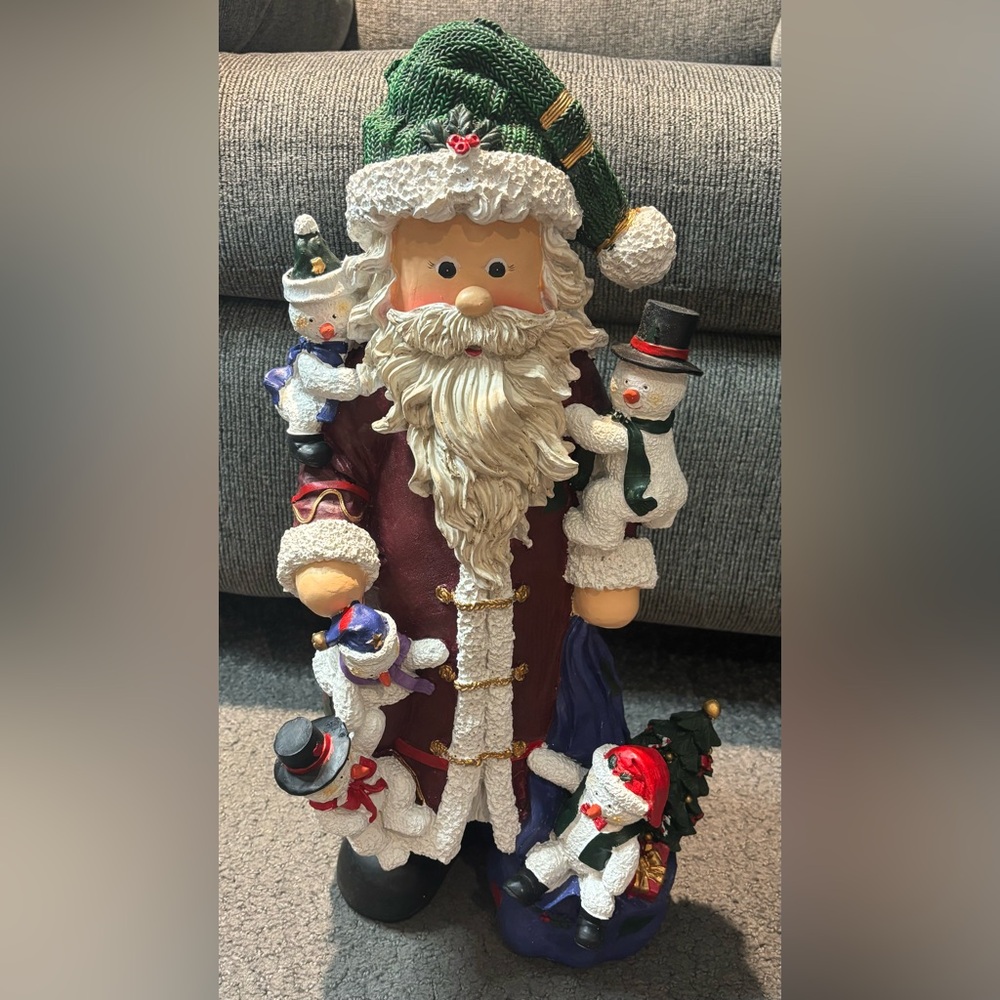 Vintage Santa Figurine 22” Standing Christmas Decoration Snowman Far East Broker
